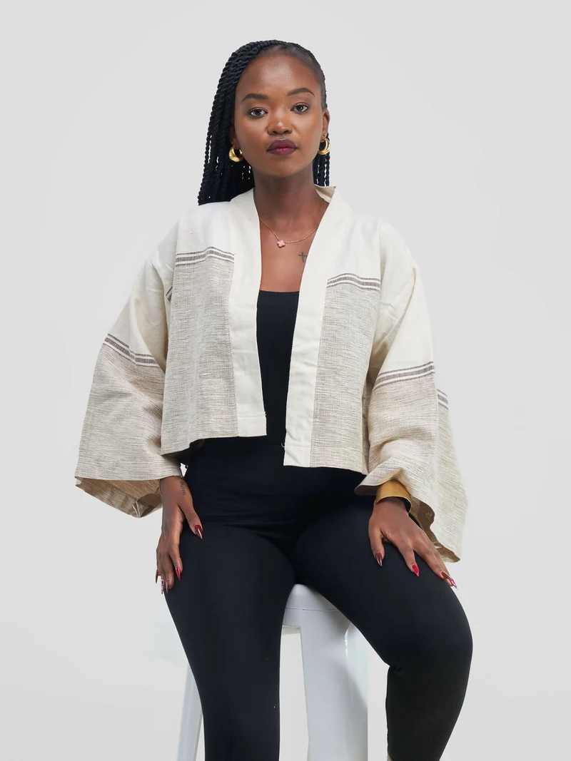Liquid Lemn ECRU Crop Kimono - Beige
