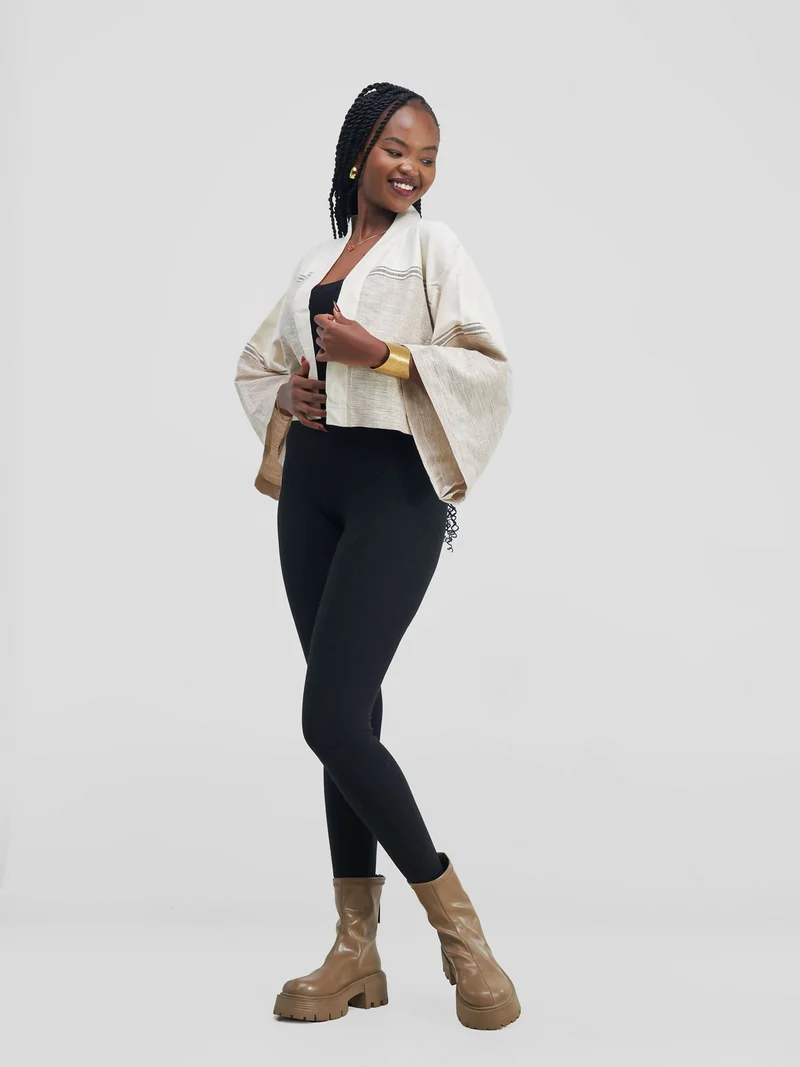Liquid Lemn ECRU Crop Kimono - Beige