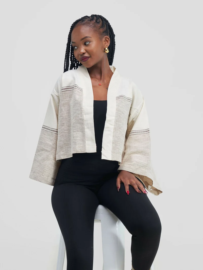 Liquid Lemn ECRU Crop Kimono - Beige