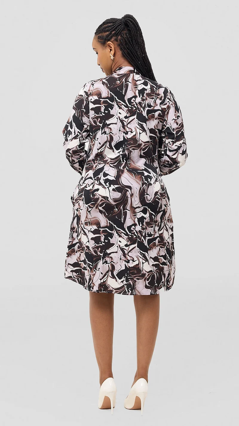 Khay Designs Official Shirt Dress - Chocolate Print