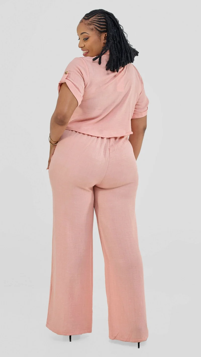 Prettygline linen Muted Coral Set - Peach