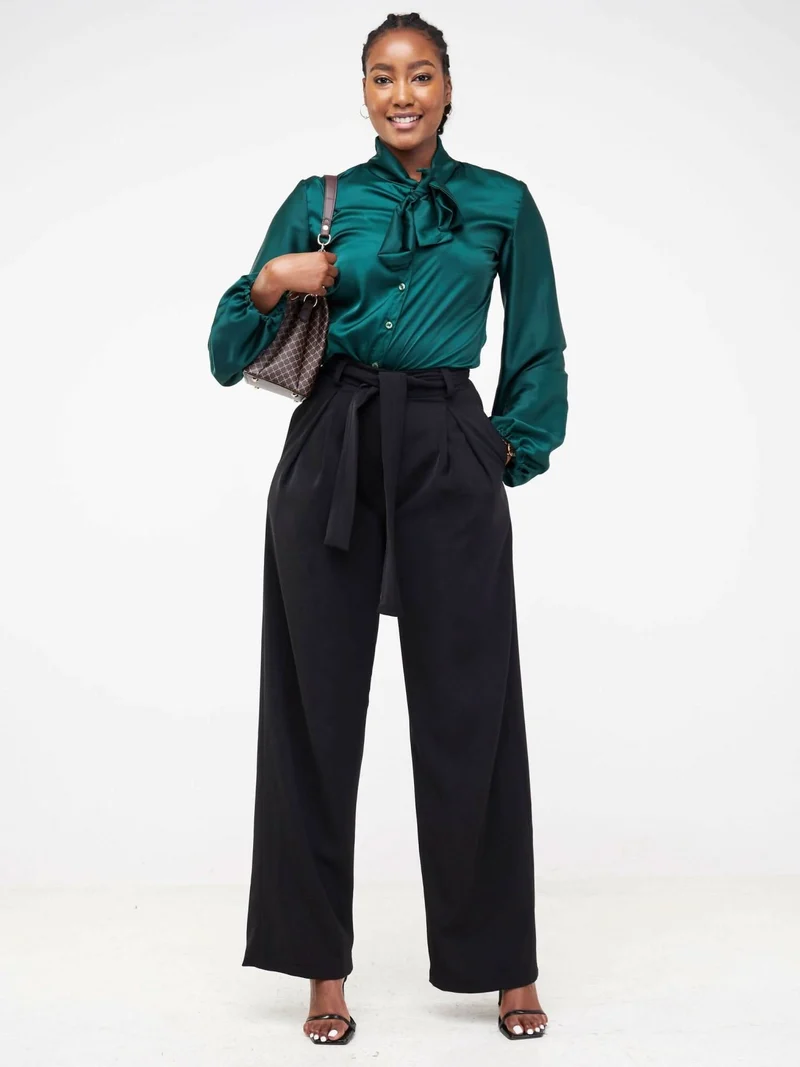 WSC Pambo Siri Studio Pleat Palazzo Pants - Black