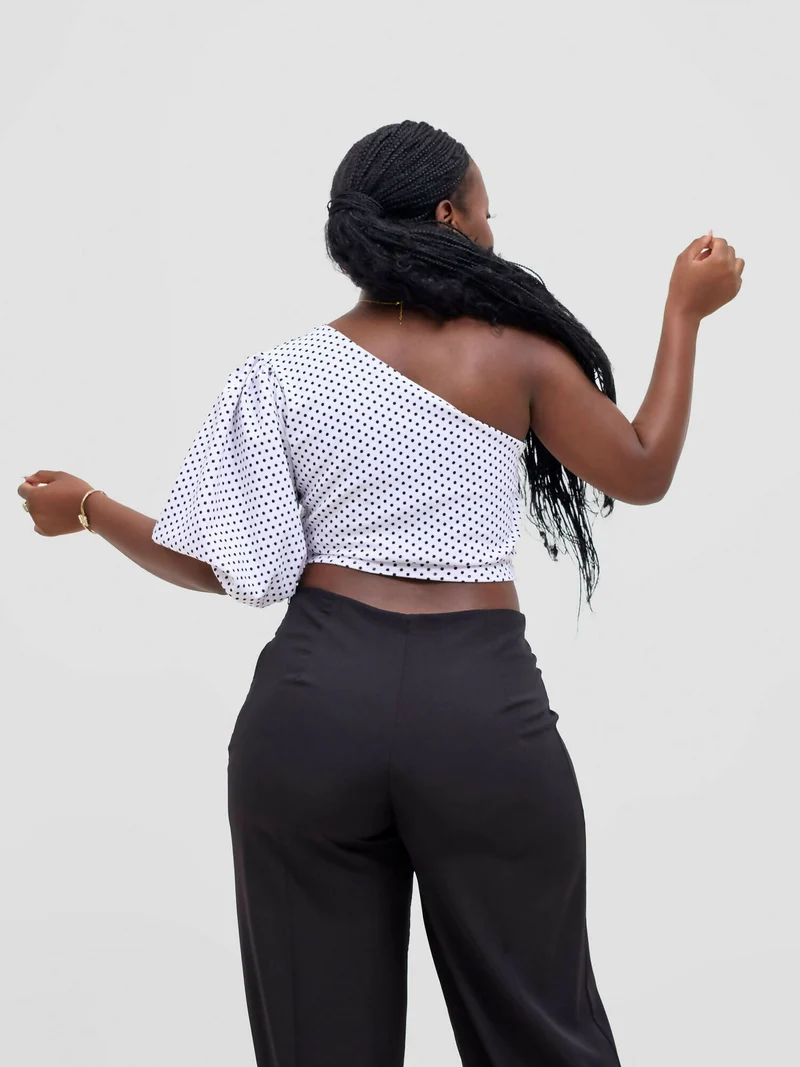 Chic Clique One Hand Polka Dot Top - White