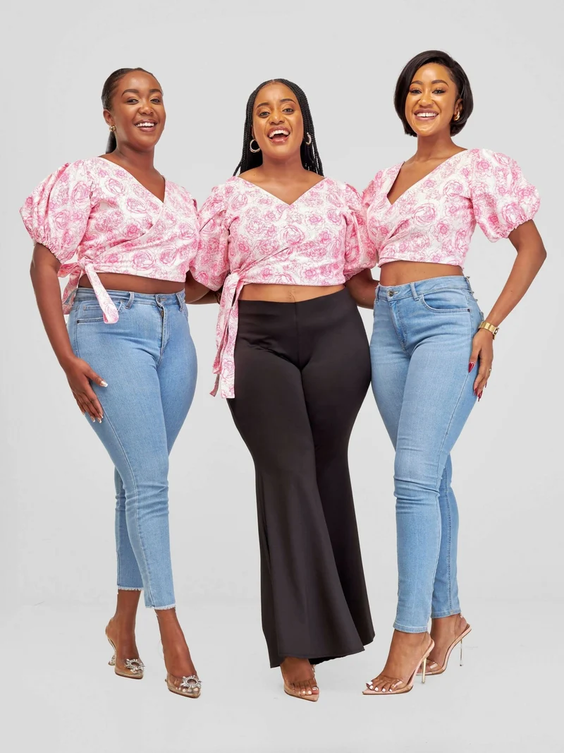 Chic Clique Waridi Wrap Top - Pink / White