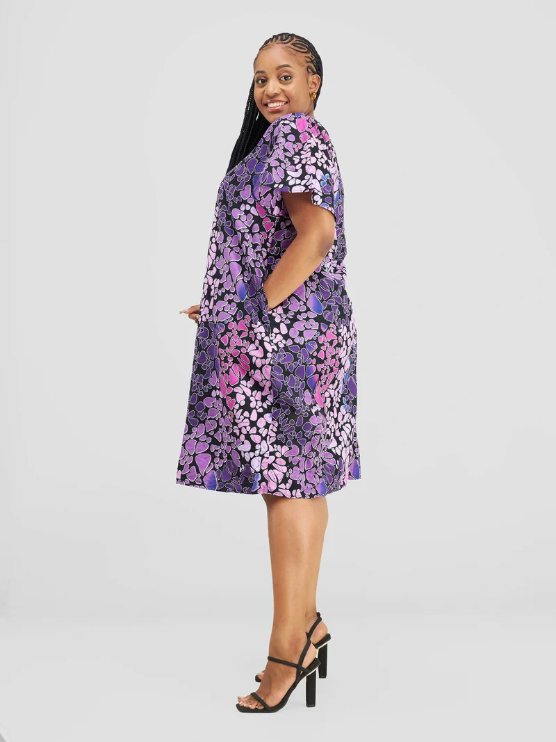Prettygline Ankara Dress - Violet / Lavender