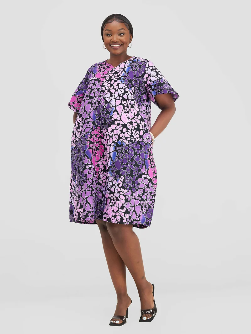 Prettygline Ankara Dress - Violet / Lavender