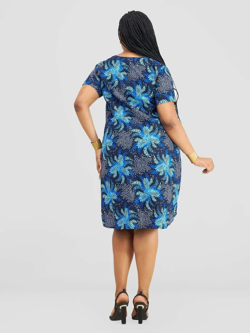 Prettygline Ankara Dress - Floral Blue