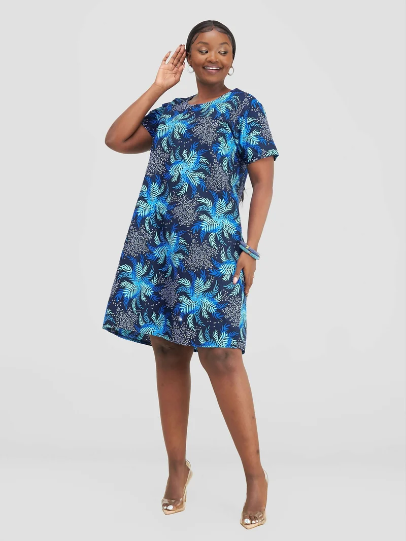 Prettygline Ankara Dress - Floral Blue