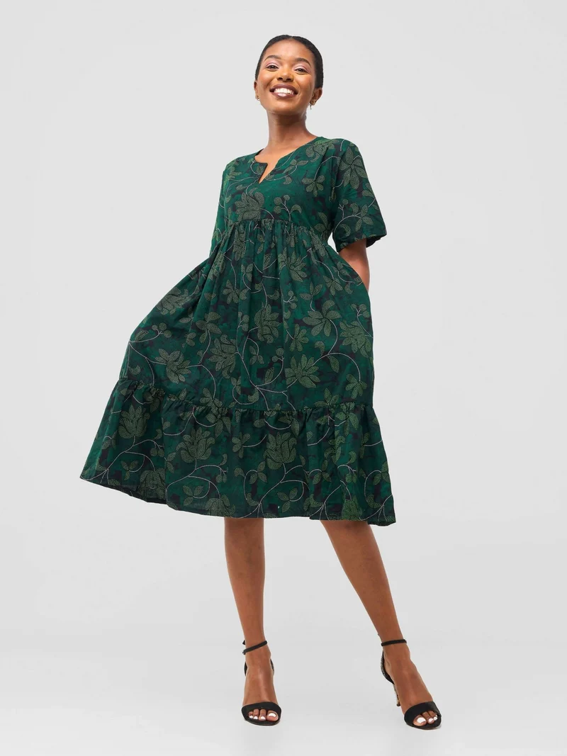 Prettygline Kitenge Dress - Jungle Green