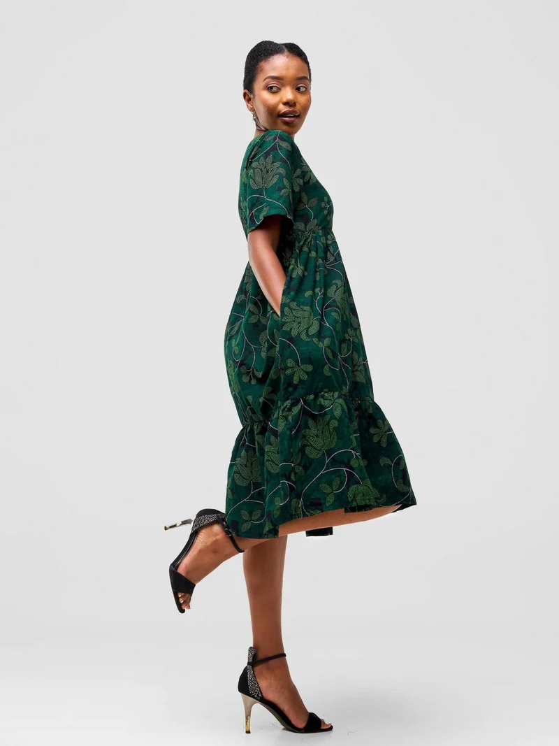Prettygline Kitenge Dress - Jungle Green