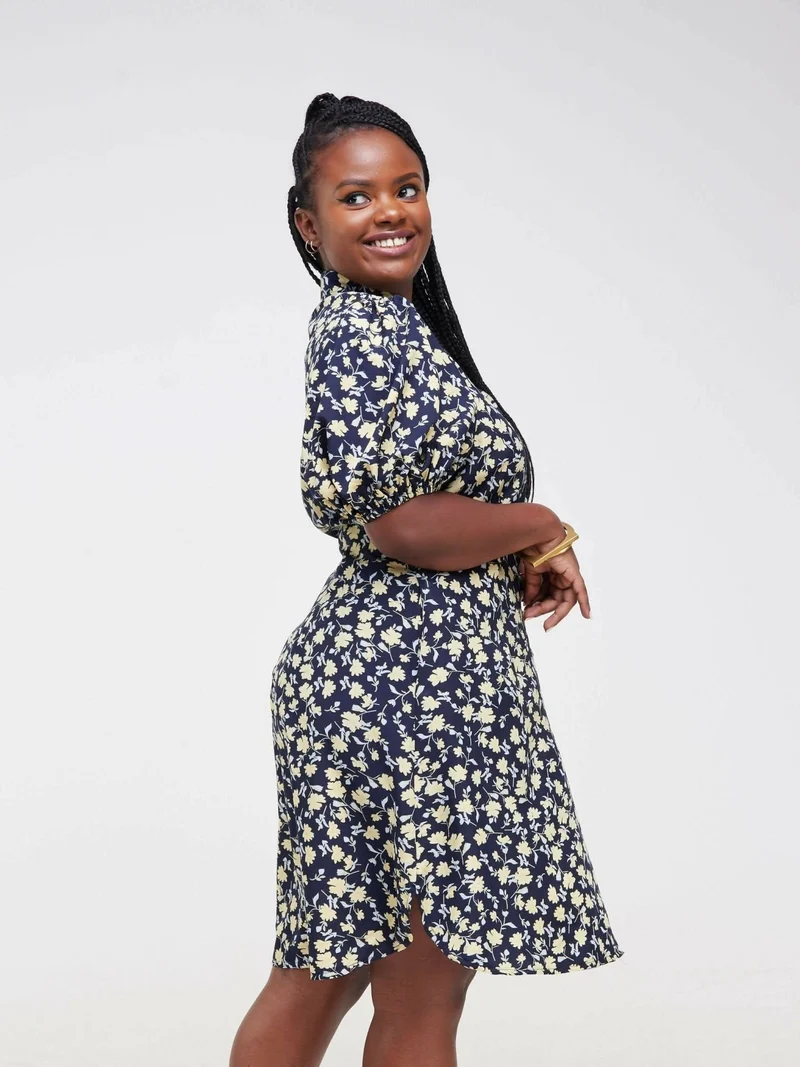 Purple Thread Taratibu Dress - Navy Blue Floral