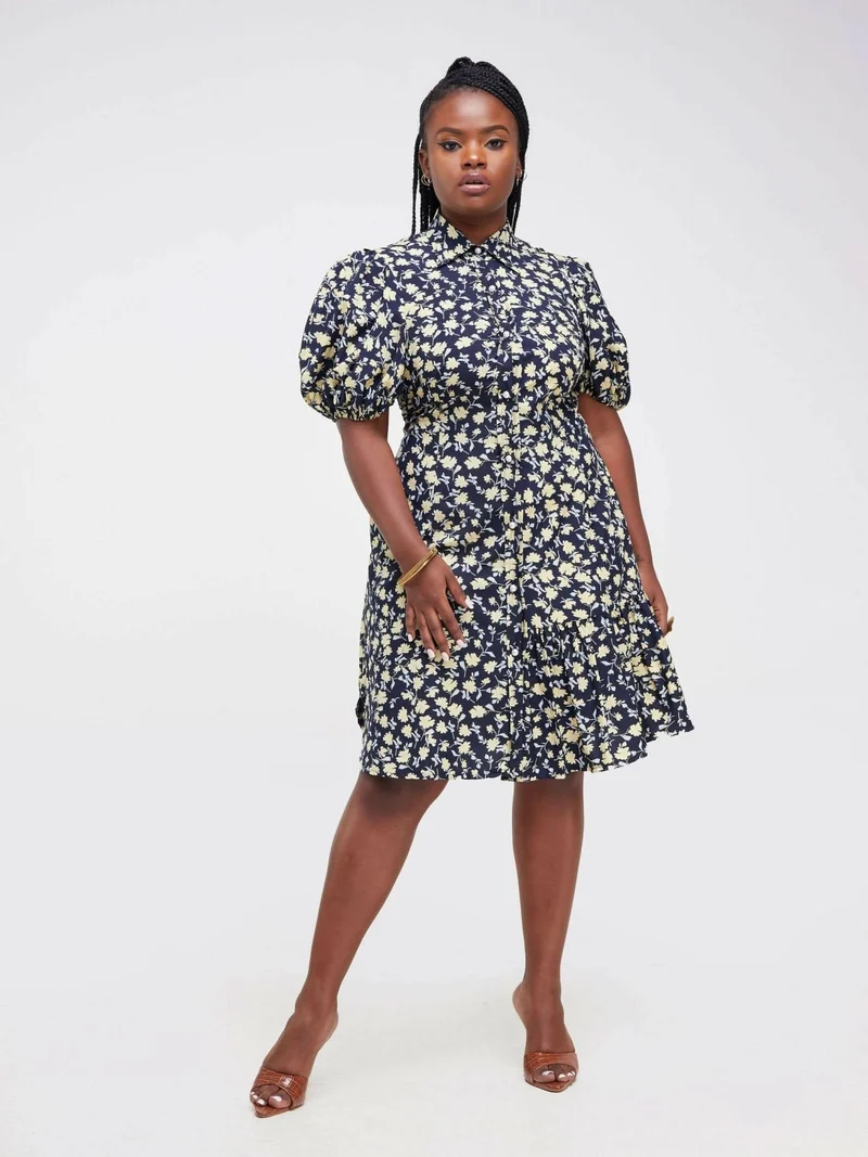Purple Thread Taratibu Dress - Navy Blue Floral