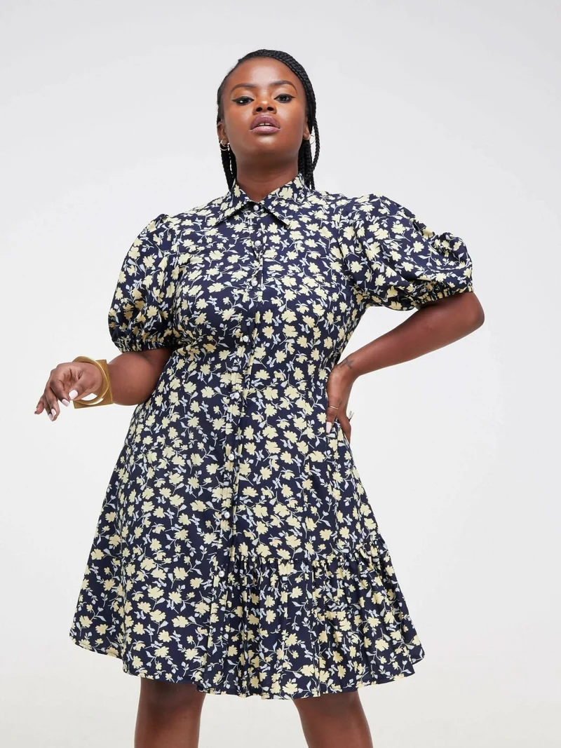 Purple Thread Taratibu Dress - Navy Blue Floral