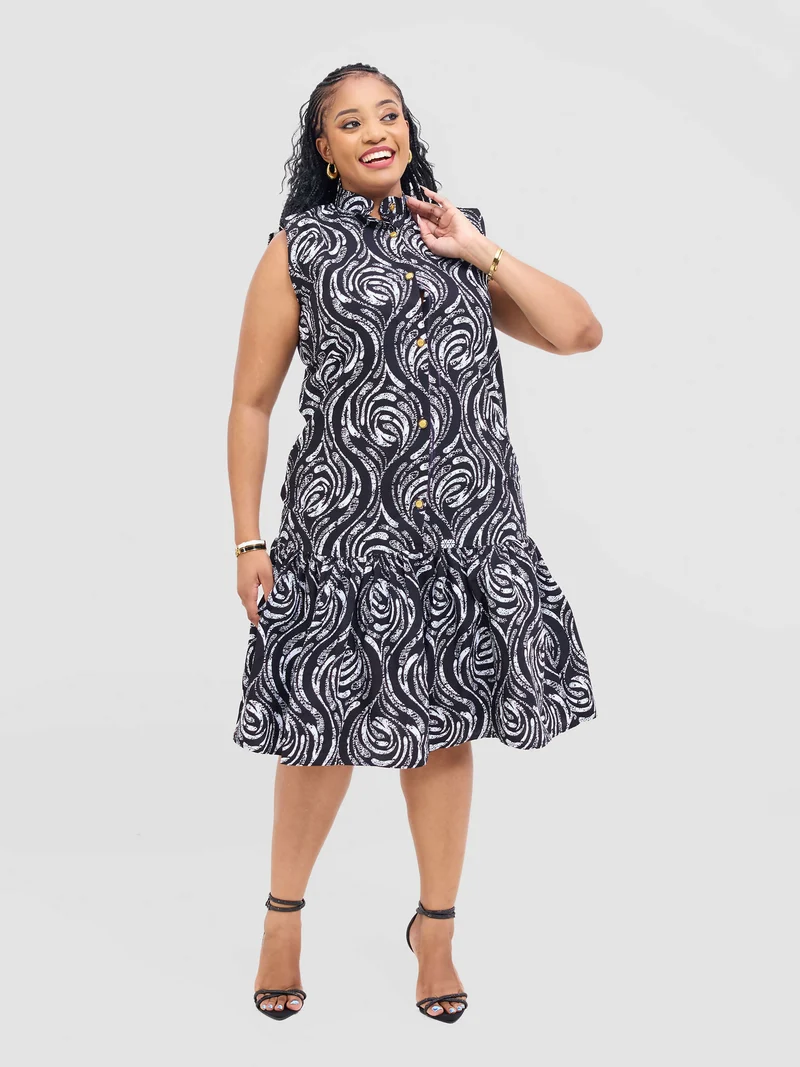Prettygline Lindiwe Sleeveless Dress - Black / White