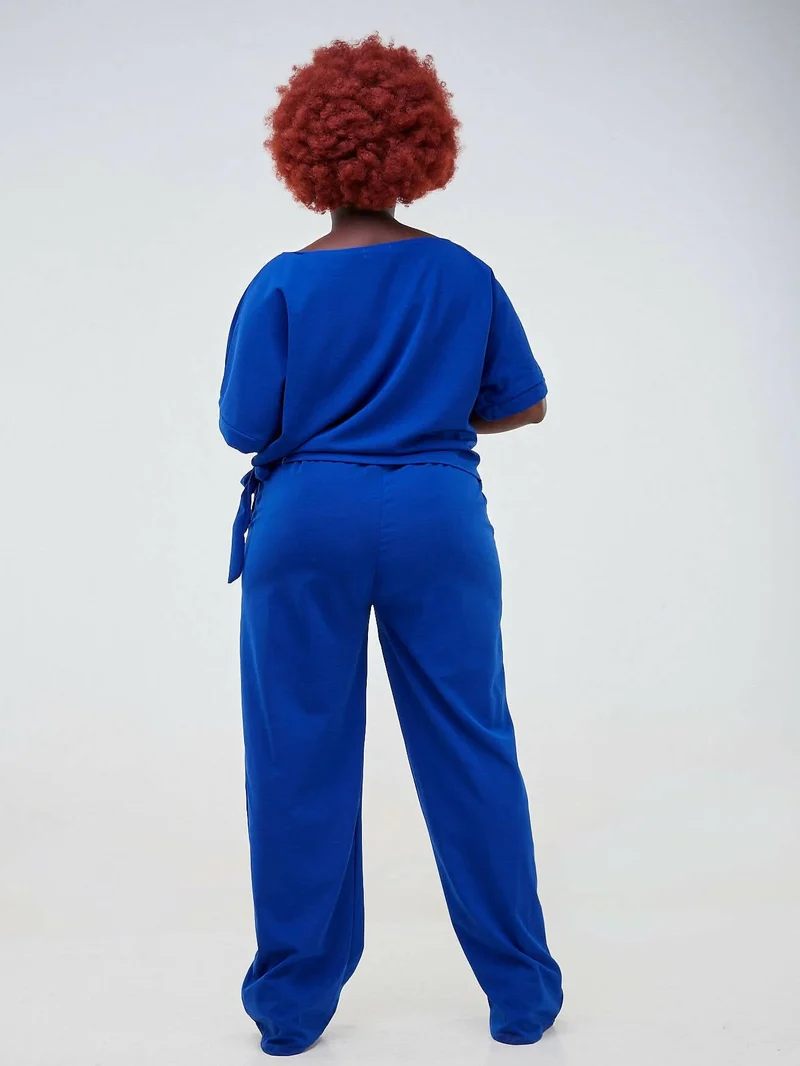 Wsc Pambo Dd Holdings Gertrudes Wide Leg Pant With Short Sleeve Top - Blue