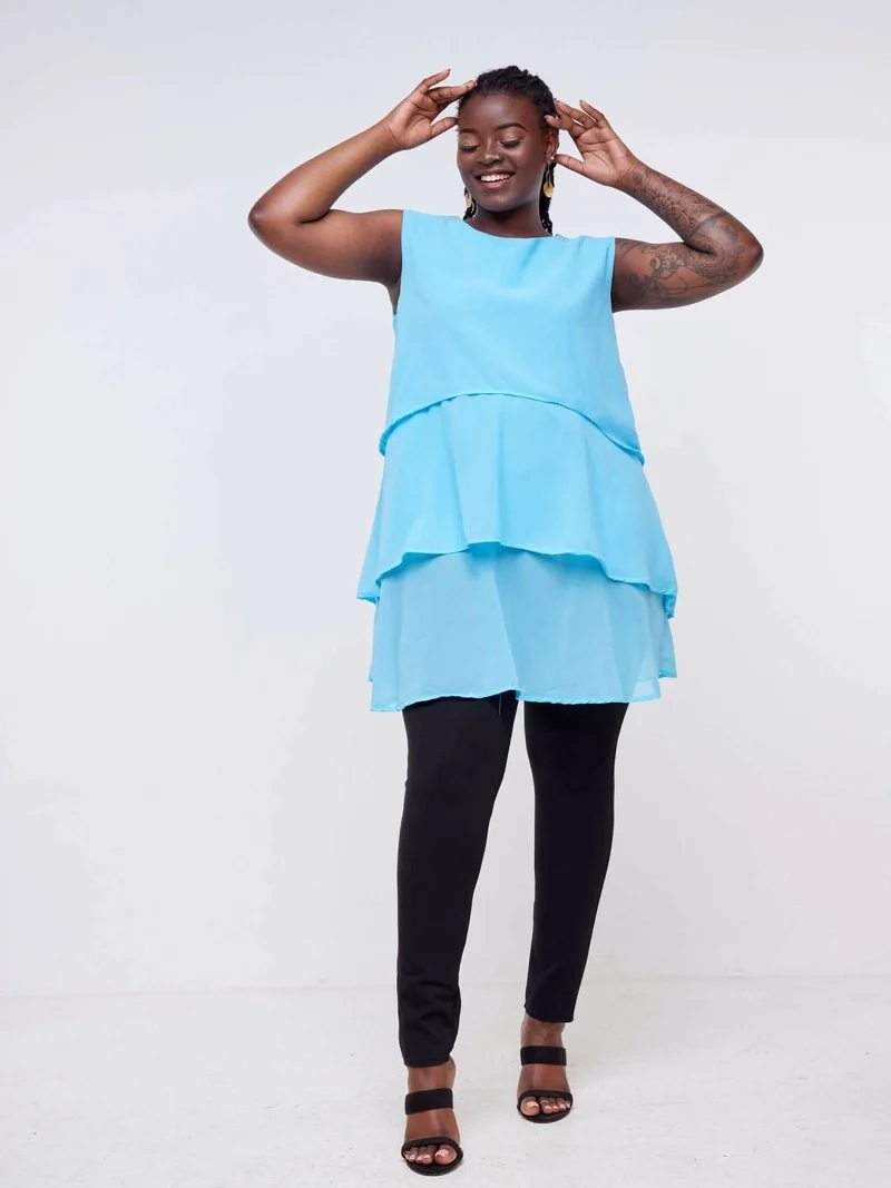 Wsc Pambo Dd Holdings Fancy Beach Wear Dress - Skyblue