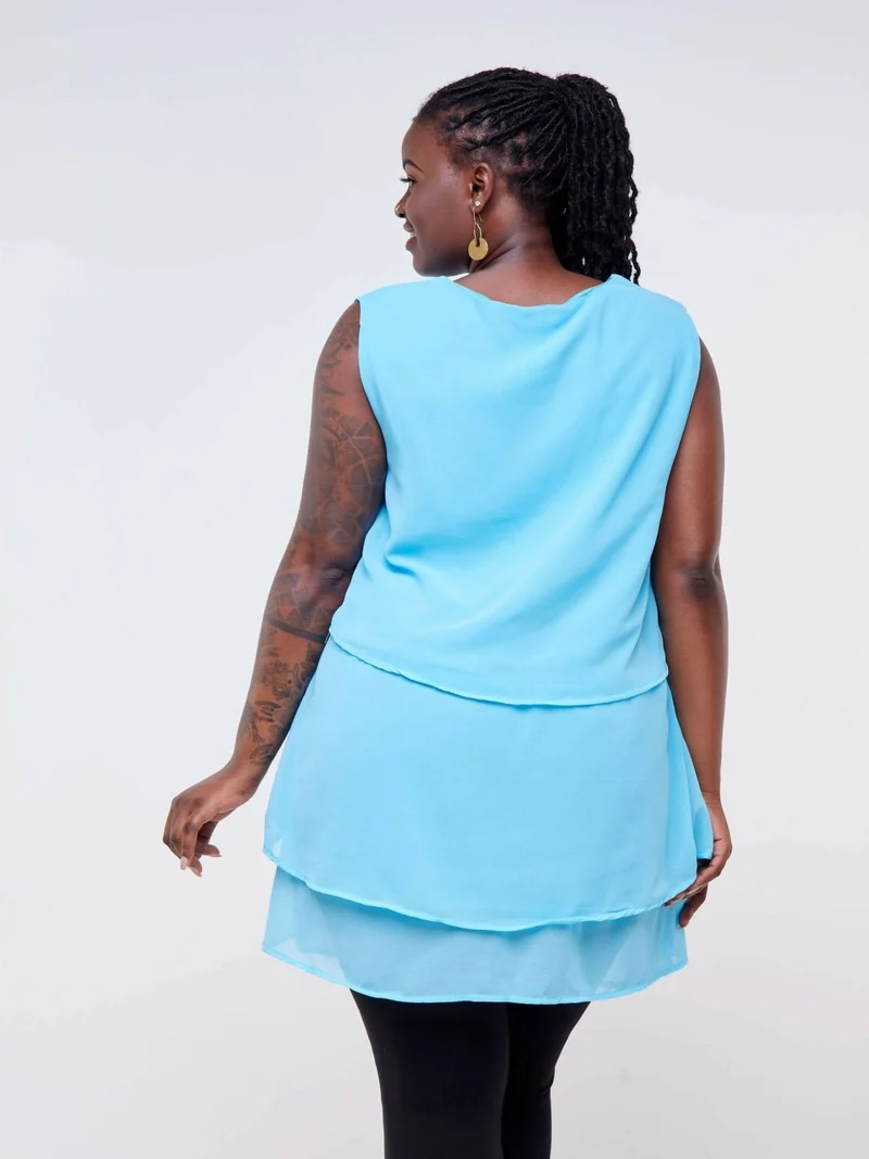Wsc Pambo Dd Holdings Fancy Beach Wear Dress - Skyblue