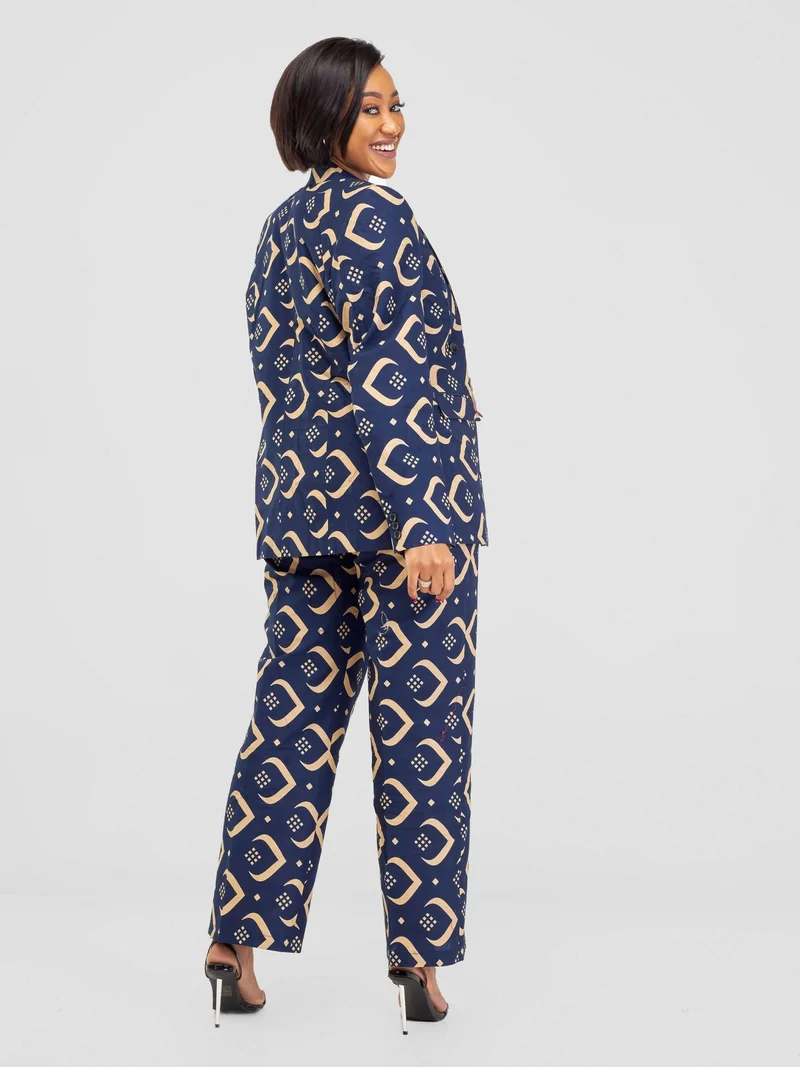 WSC Pambo SBV Ankara Blazer Jacket - Navy Blue