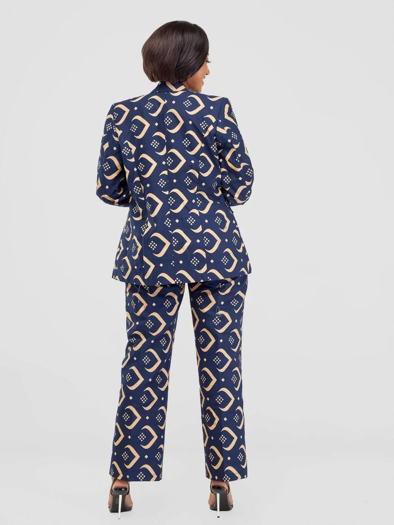 WSC Pambo SBV Ankara Blazer Jacket - Navy Blue