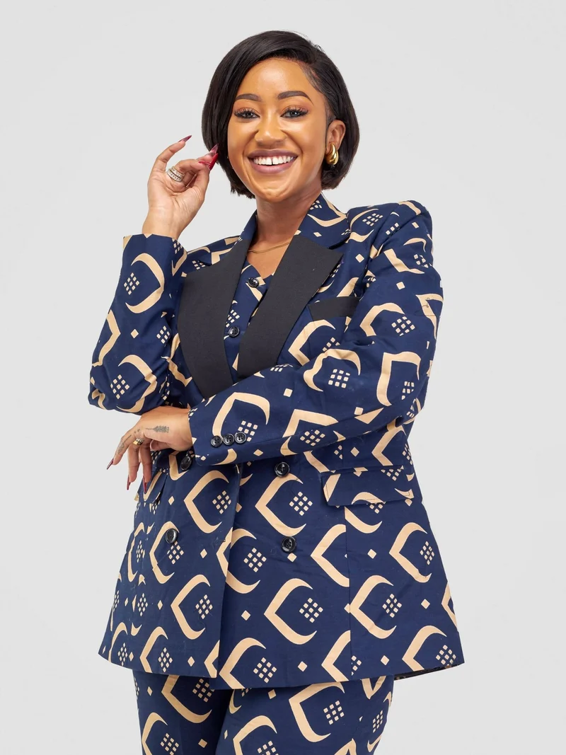 WSC Pambo SBV Ankara Blazer Jacket - Navy Blue