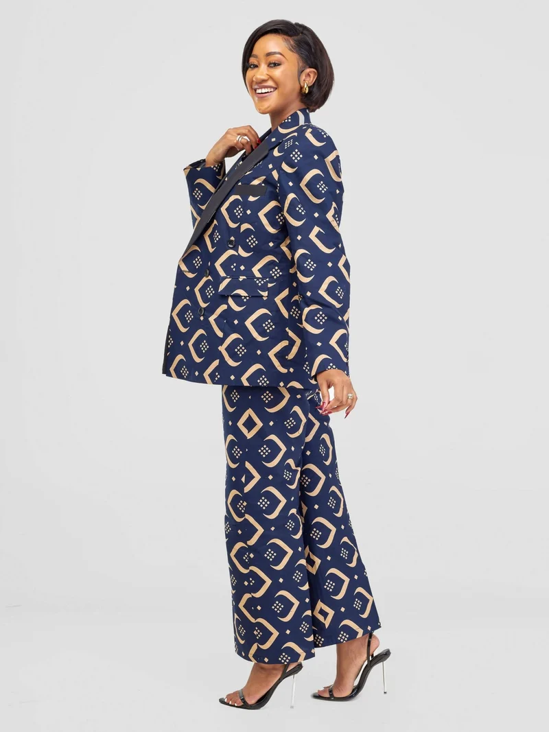 WSC Pambo SBV Ankara Blazer Jacket - Navy Blue