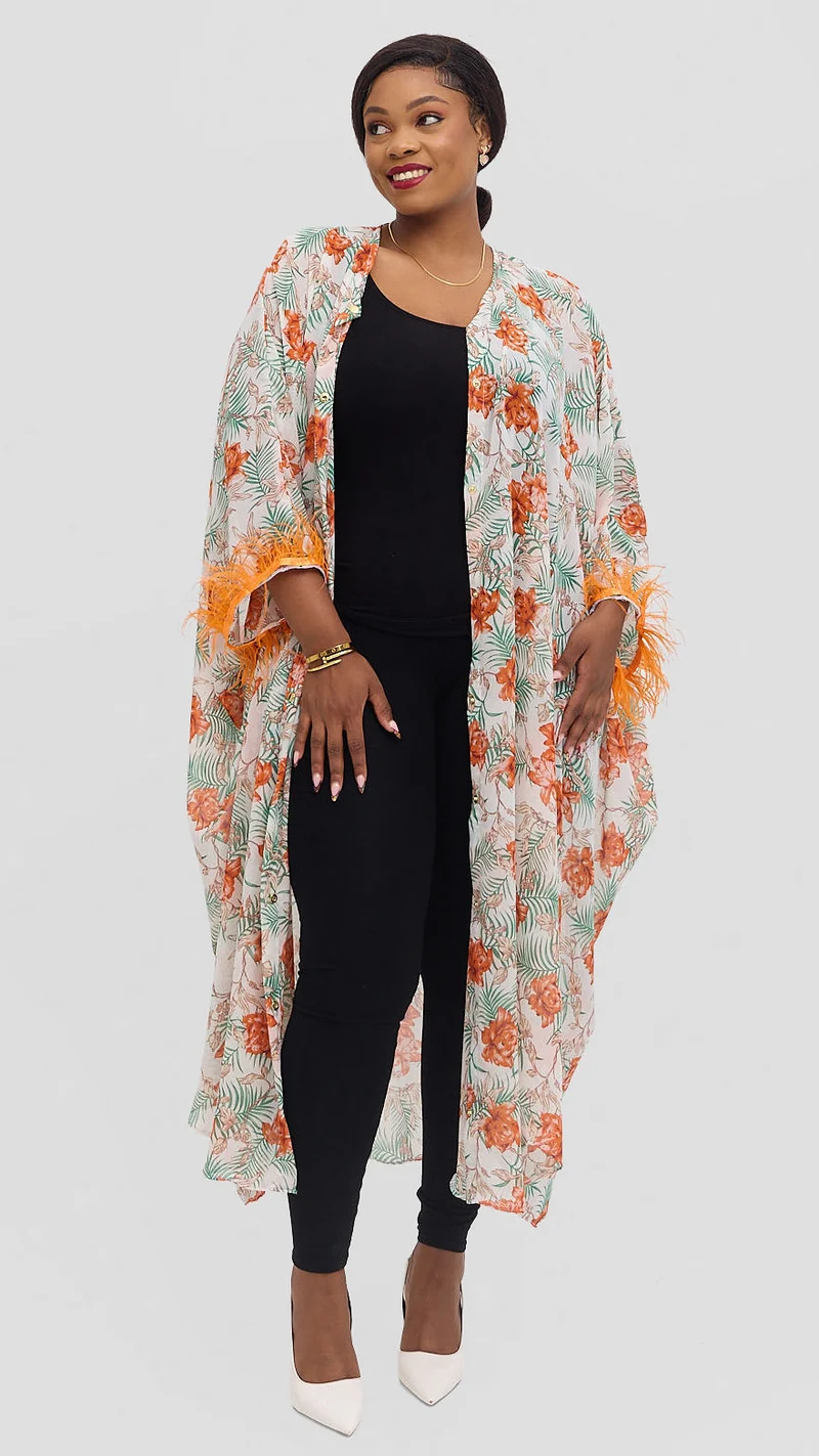 Vazi Afriq Kaftan - Orange / Green