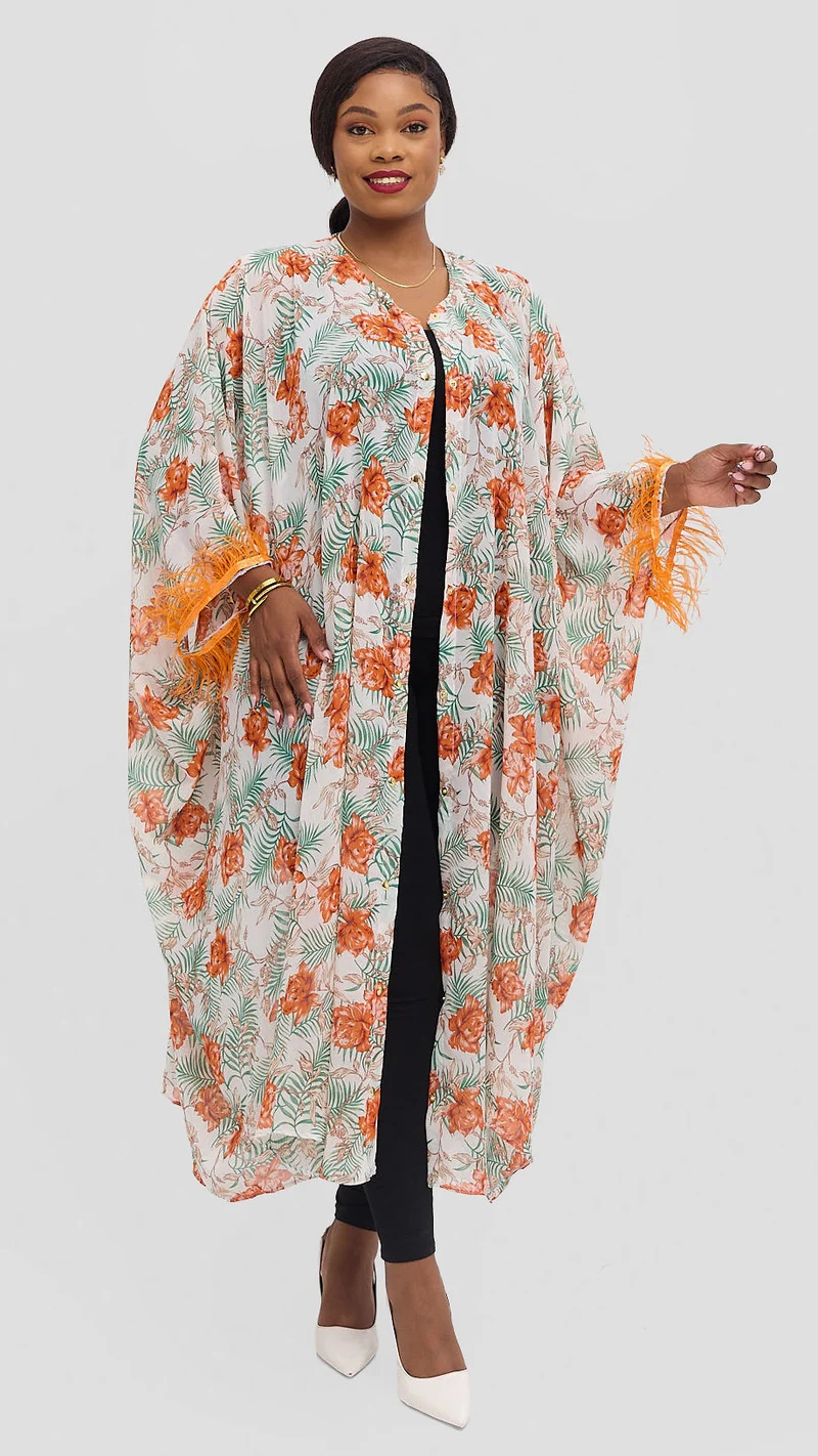 Vazi Afriq Kaftan - Orange / Green