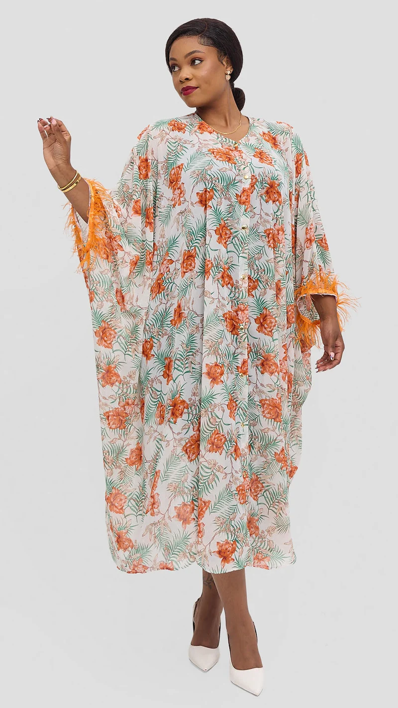 Vazi Afriq Kaftan - Orange / Green