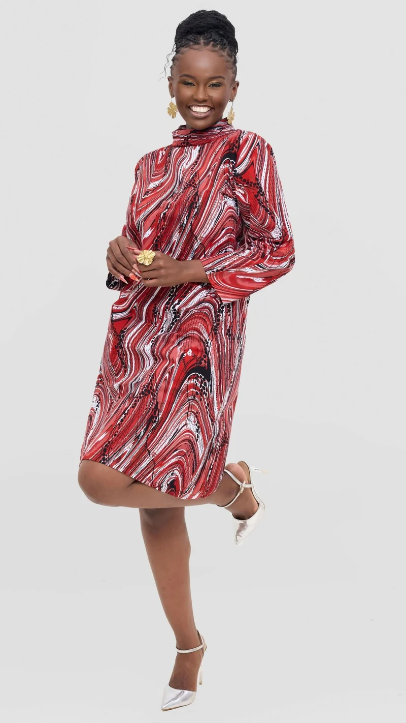 PrettyGline Ankara Dress - Red