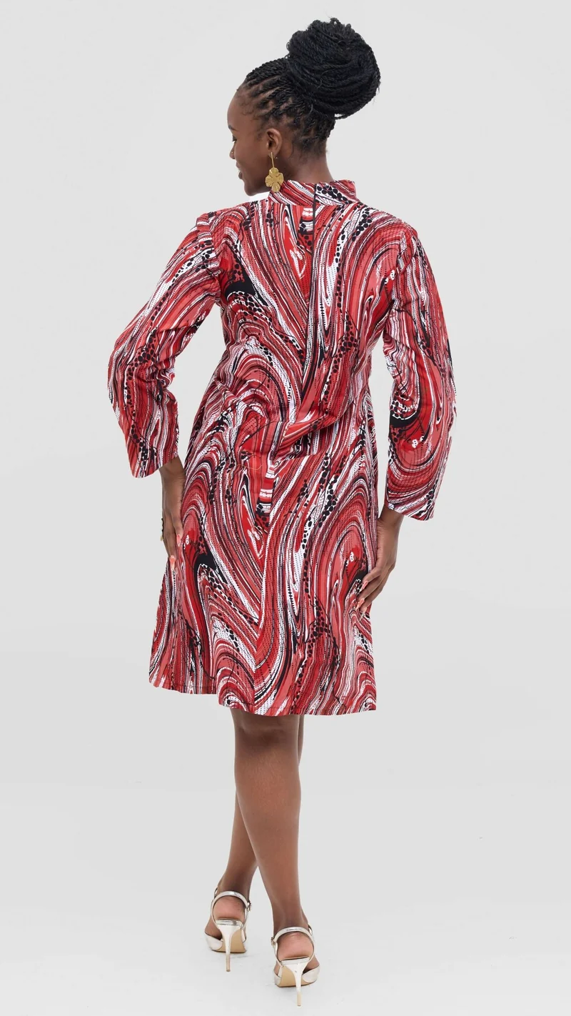 PrettyGline Ankara Dress - Red