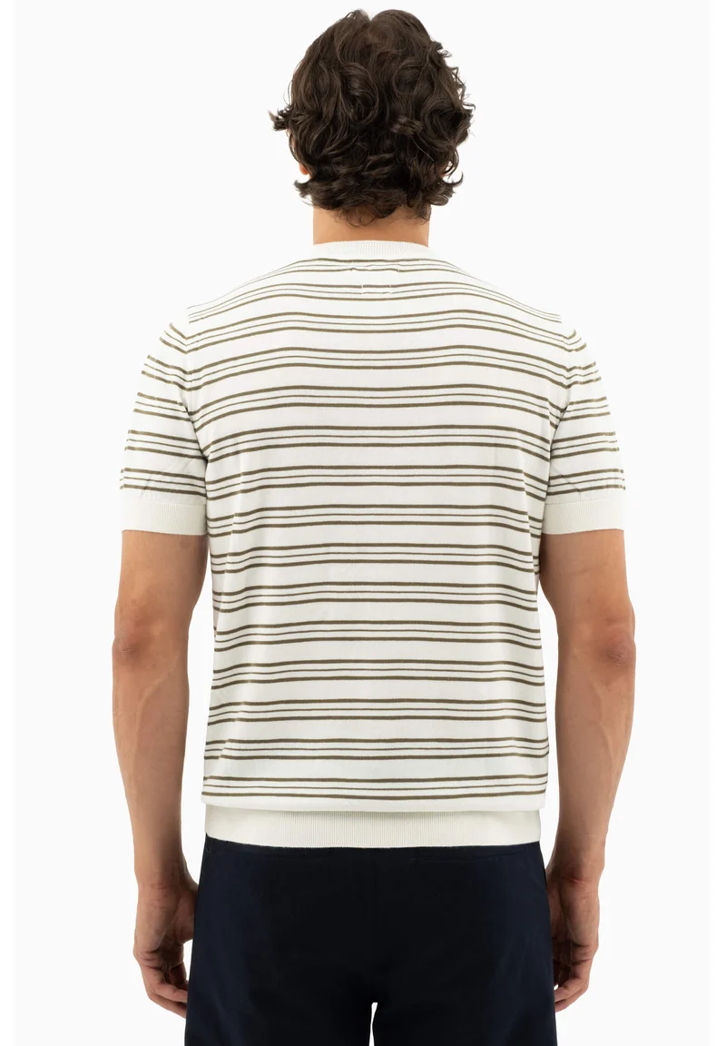 Feinstrick-T-Shirt aus Bio-Baumwolle mit Streifen