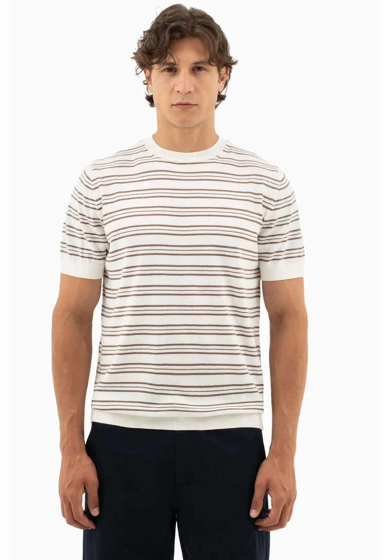 Feinstrick-T-Shirt aus Bio-Baumwolle mit Streifen