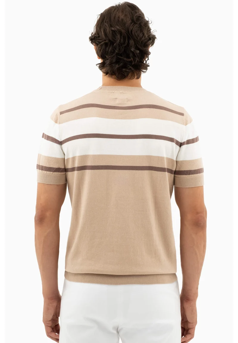 Feinstrick-T-Shirt aus Bio-Baumwolle mit Streifen