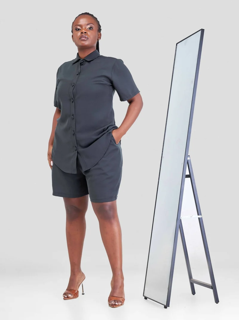 Purple Thread Kawaida Two Piece Set - Ash Grey