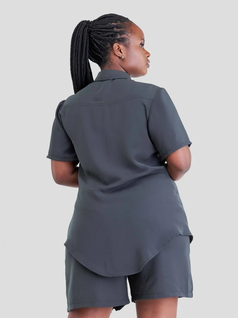 Purple Thread Kawaida Two Piece Set - Ash Grey