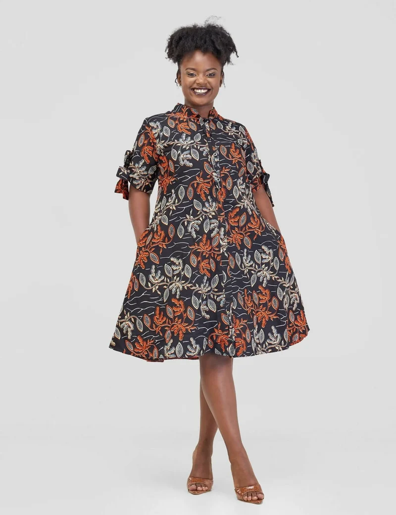 Wsc Pambo Hando Afrikan Designs Caro Shirt Dress - Brown