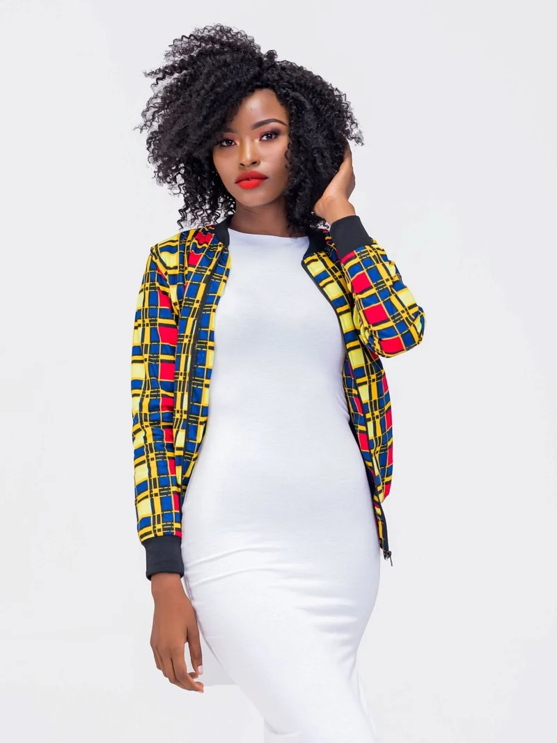 WSC Pambo El Afrique Unisex Bomber Jacket - Red - Yellow Print
