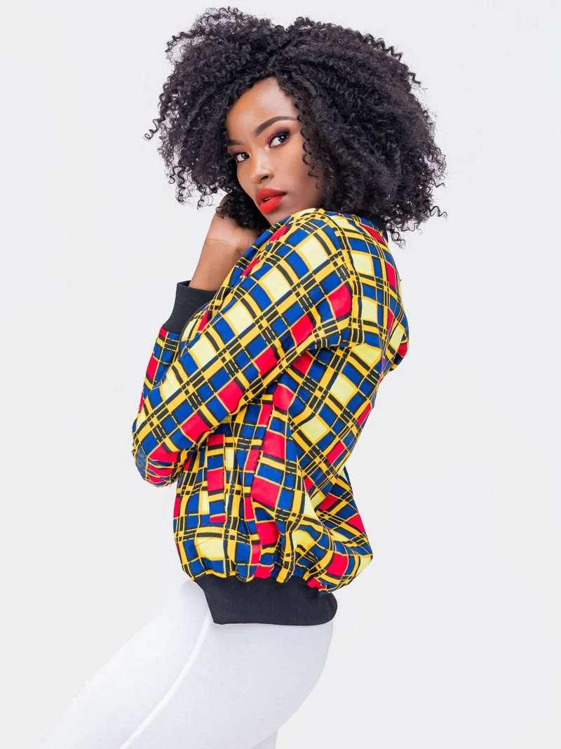 WSC Pambo El Afrique Unisex Bomber Jacket - Red - Yellow Print