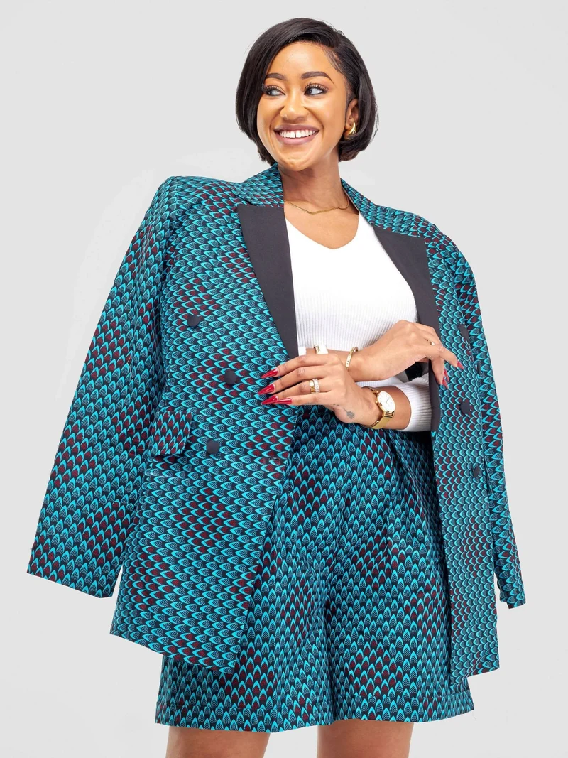 WSC Pambo SBV Ankara Shorts Suit - Green / Black
