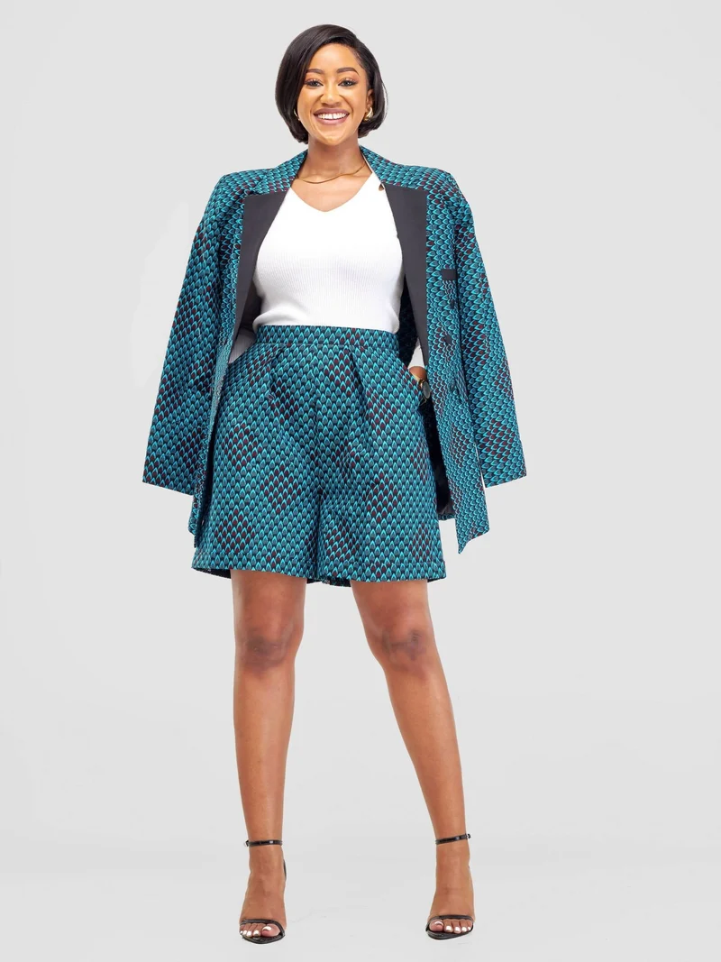 WSC Pambo SBV Ankara Shorts Suit - Green / Black