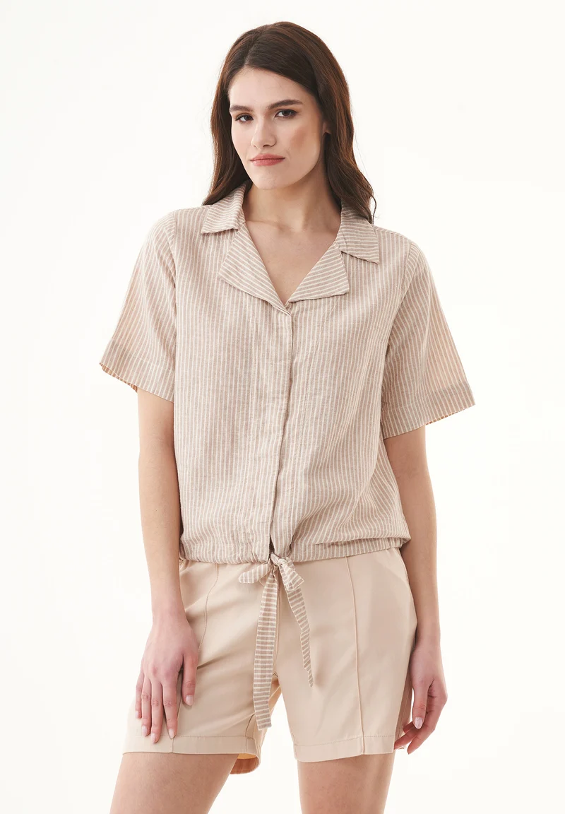 Bluse aus Bio-Baumwolle und Leinen