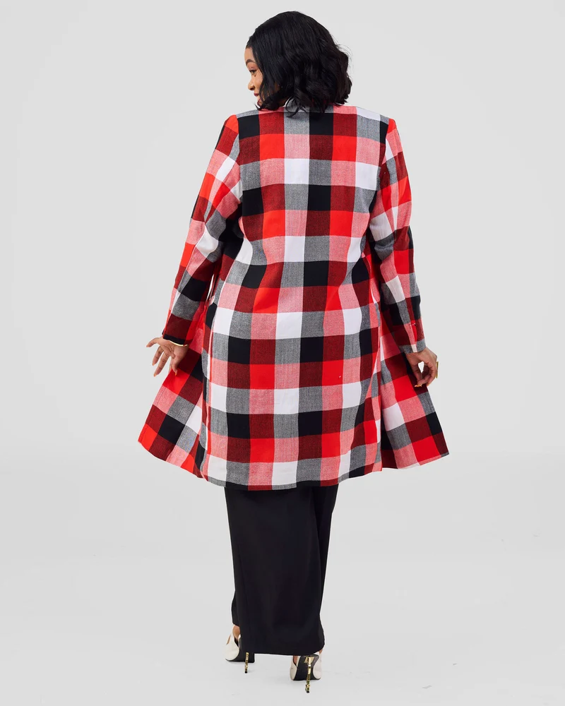 Rafiki Threads Maasai Print Coat - Red / Black
