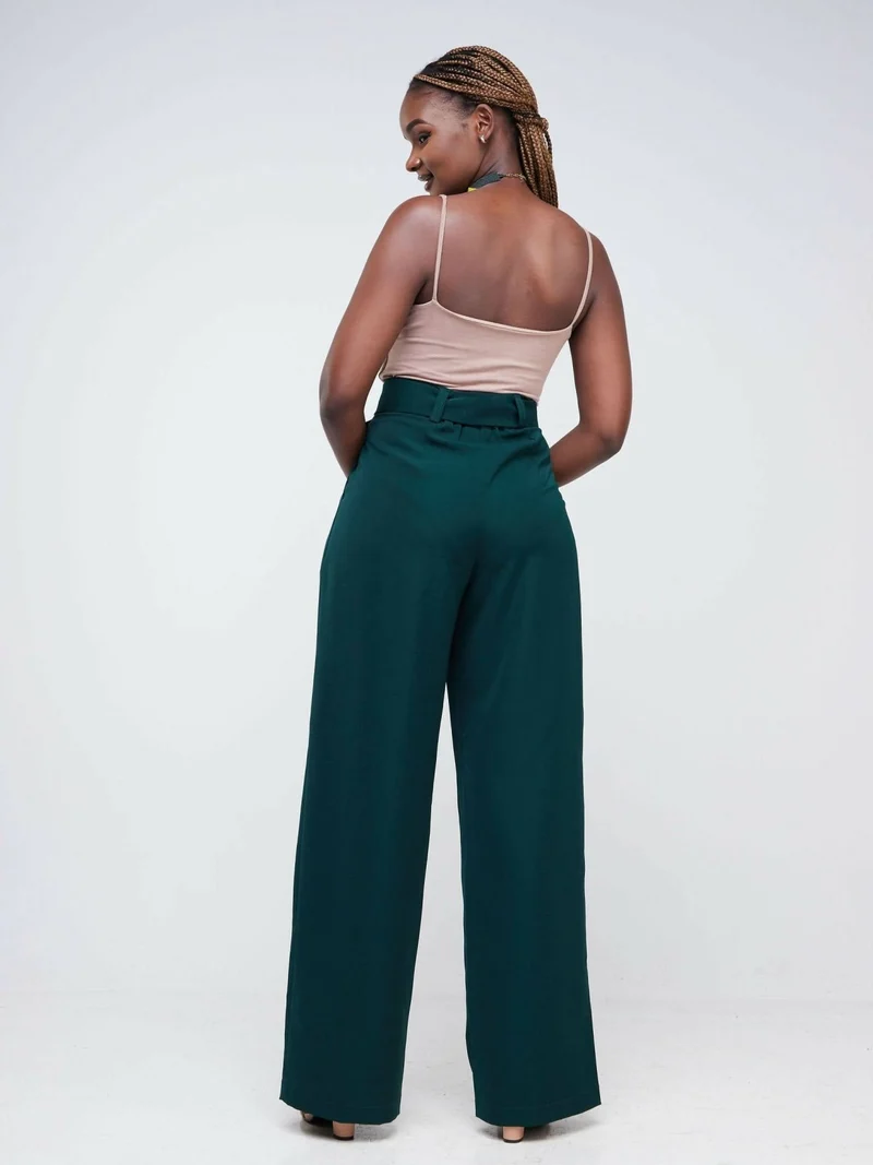 WSC Pambo Siri Studio Pleat Palazzo Pants - Dark Green