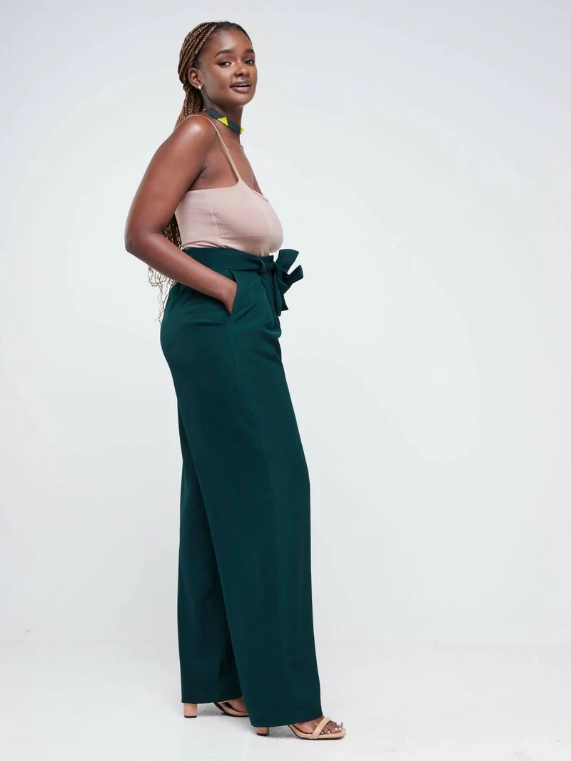 WSC Pambo Siri Studio Pleat Palazzo Pants - Dark Green