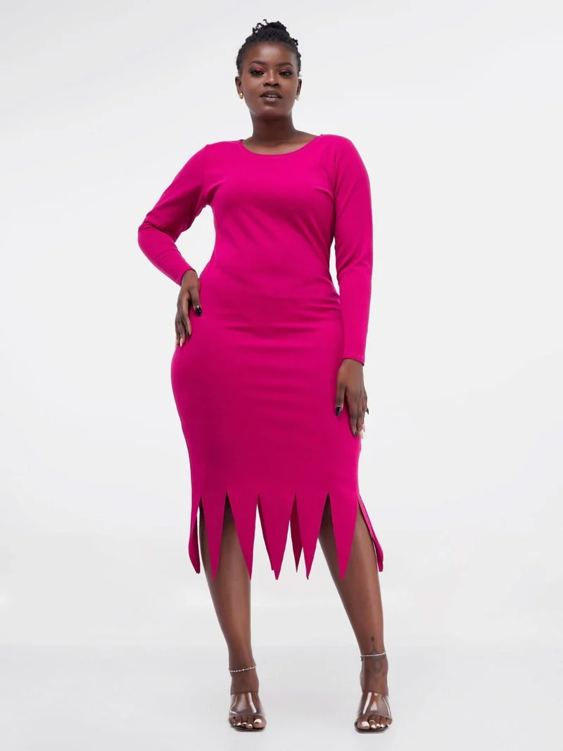WSC Pambo Ladies & Linen Zari Midi Dress - Pink
