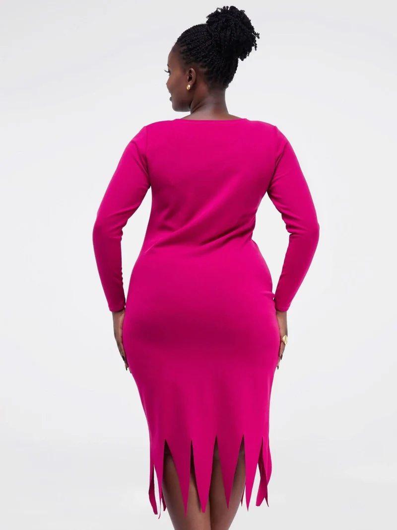 WSC Pambo Ladies & Linen Zari Midi Dress - Pink