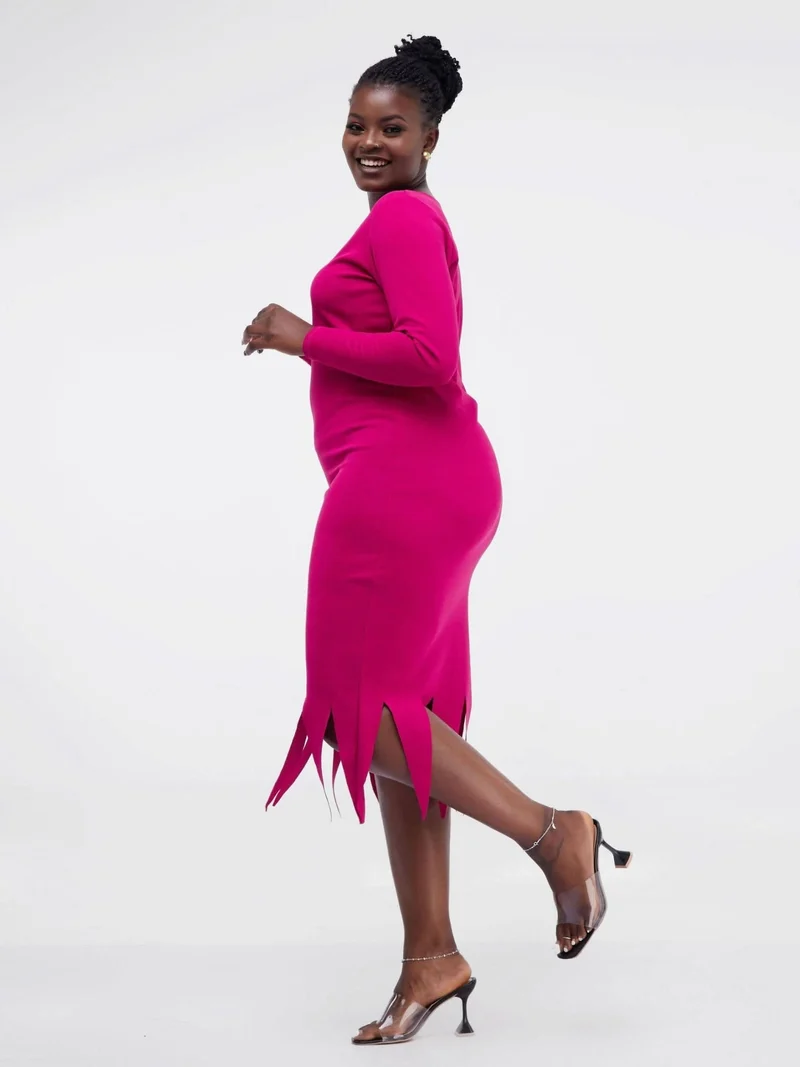 WSC Pambo Ladies & Linen Zari Midi Dress - Pink