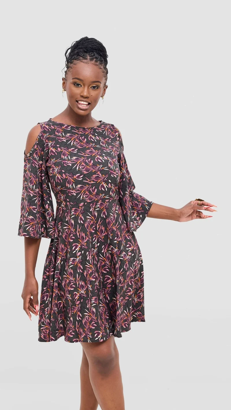 Rimyel Limited Skater Dress - Grey Print