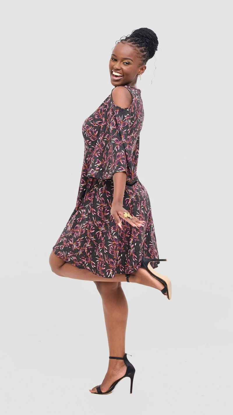 Rimyel Limited Skater Dress - Grey Print