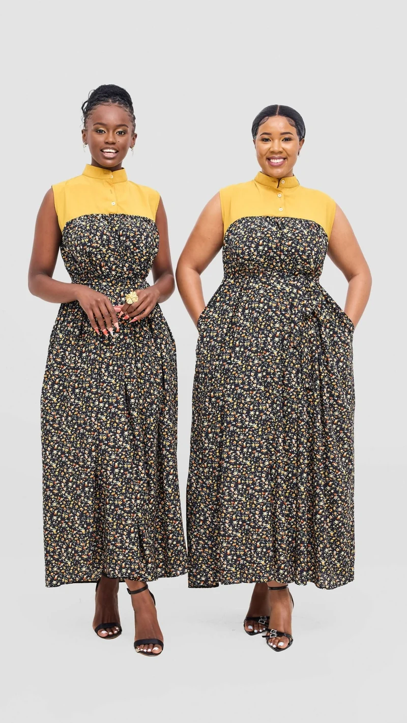 Rimyel Limited Button Dress - Mustard